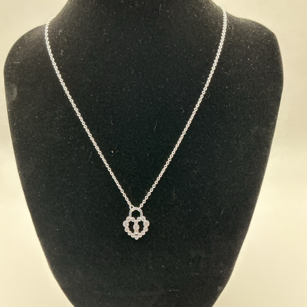 Pandora Heart Lock Cz Necklace Sterling Silver Ale